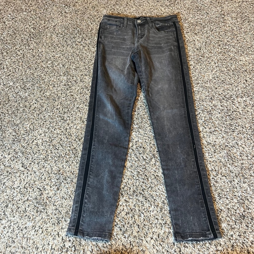 VERVET Women Ankle Skinny Fit Jeans Gray Black Stripe Size 24